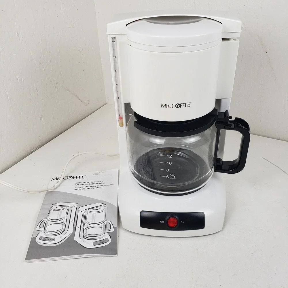 Mr. Coffee AR12 White 12 Cup Drip Coffeemaker Machine with Glass Carafe Series